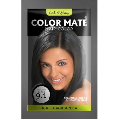 Краска для волос  на основе хны тон 9.1 (натуральный чёрный) 15гр - Color Mate